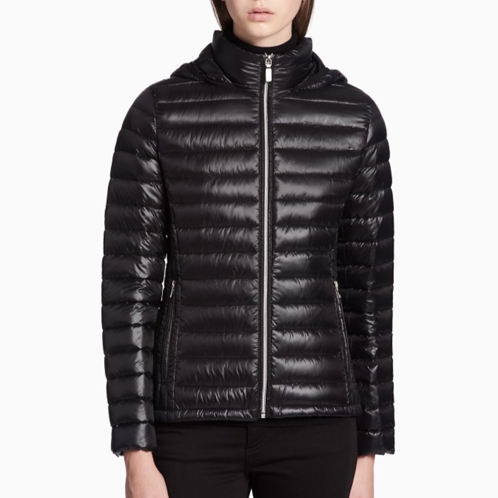 Calvin Klein packable hooded down coat